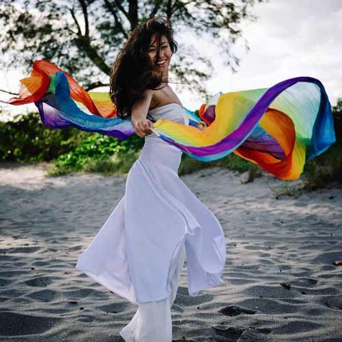 Rainbow Silk Veil Fans